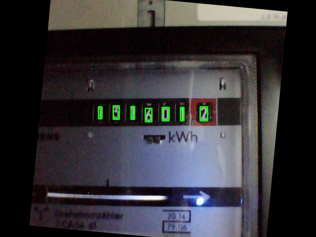 The detected bounding boxes of the digits plotted are into the original image